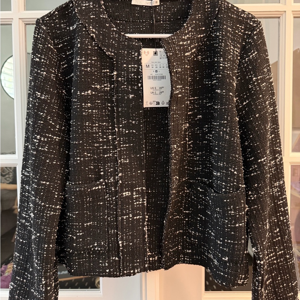 Women's Black and White Tweed Jacket